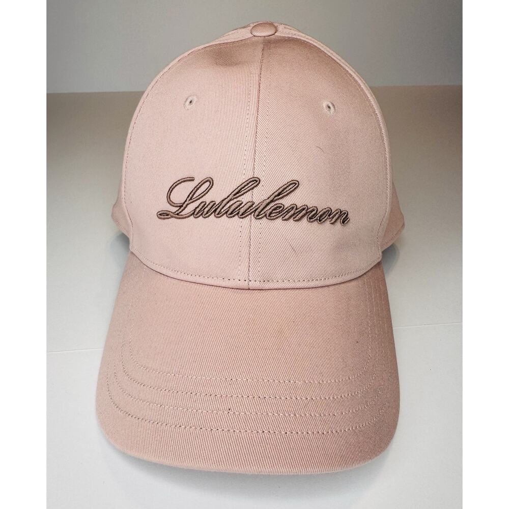 Lululemon Structured Ball Cap Script Pastel Pink Adjustable Hat L/XL NWT